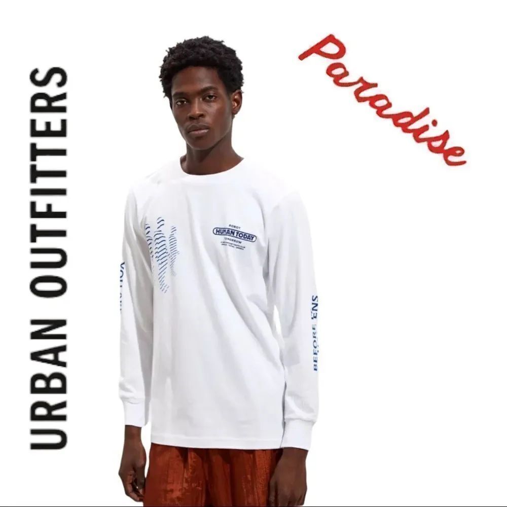 NEW Paradise Youth Club Urban Outfitters UO LS White Graphic Tee Shirt T-Shirt M